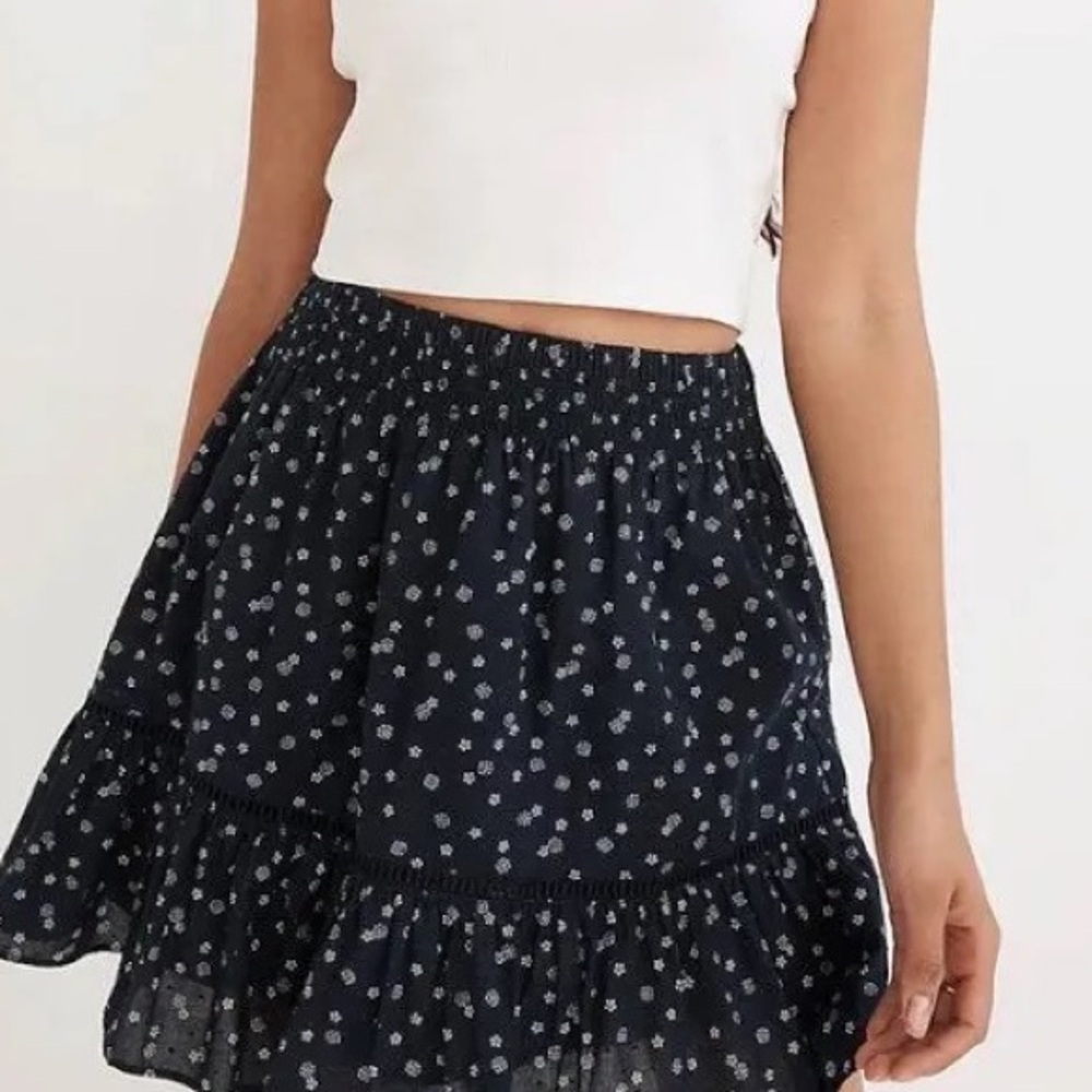 Madewell Smock-Waist Ruffle Mini Skirt in Bandana Flower